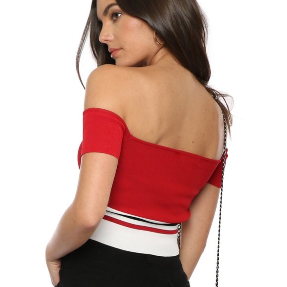 🌼 MIXOLOGY Sunday Stevens Americana Knit Crop Top, M NWT - Picture 2 of 6